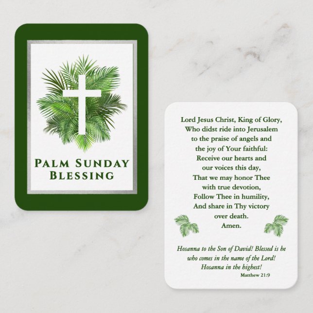Palm Sunday Blessing Holy Week Prayer Card Platzkarte (Vorne/Hinten)