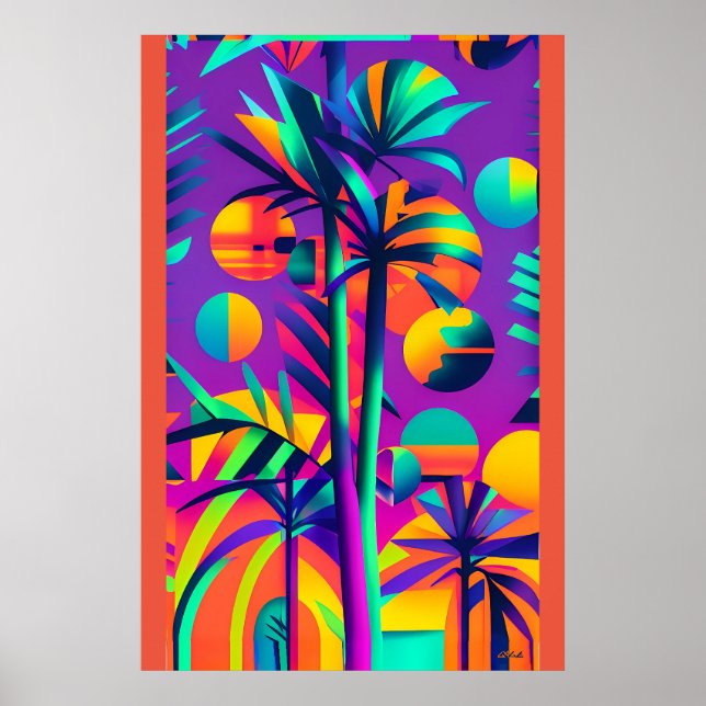 Palm Sunday Ken Gage Tropical Retrowave Poster (Vorne)