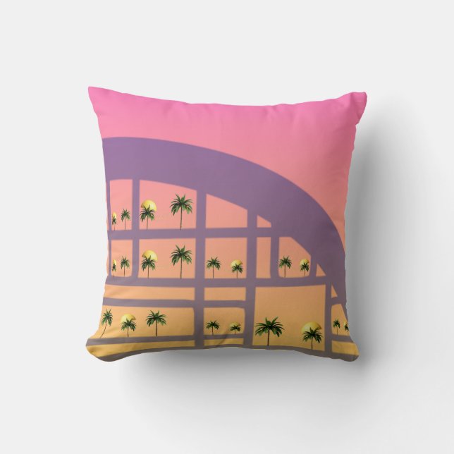 Palm Sunset Pattern Throw Pillow 16" x 16" Kissen (Vorderseite)