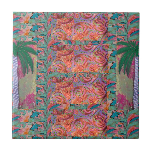 Palm Tree Abstrakt Fliese (Vorderseite)