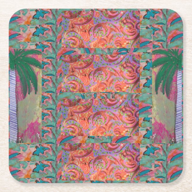 Palm Tree Abstrakt Rechteckiger Pappuntersetzer (Vorderseite)
