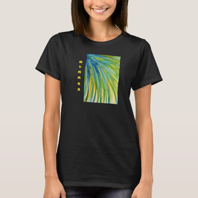 Palm Tree Abstrakte Wasserfarbe T-Shirt (Vorderseite)