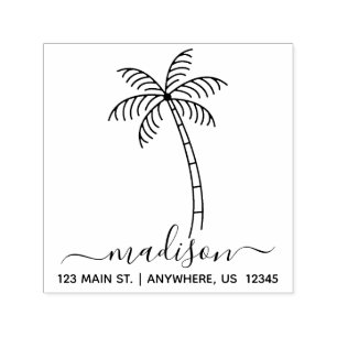 Palm Tree Address Self Inking Briefmarke Permastempel