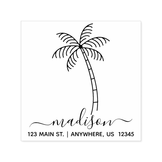 Palm Tree Address Self Inking Briefmarke Permastempel (Design)