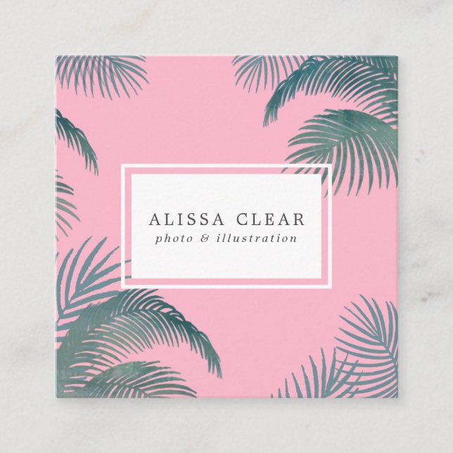 Palm Tree Adorned Boho-Chic Business Card Quadratische Visitenkarte (Vorderseite)