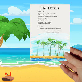 Palm Tree and Beach Wedding Information Card Einladung