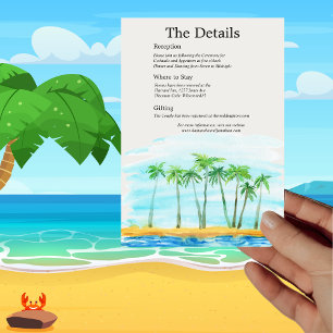 Palm Tree and Beach Wedding Information Card Einladung