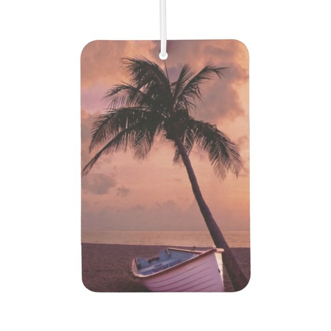 Palm Tree and Boat Beach Sunset Autolufterfrischer (Vorderseite)