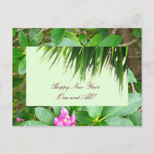 Palm Tree and Rhododendron New Year Postcard Feiertagspostkarte