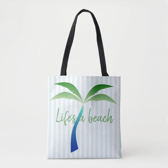 Palm Tree and Stripes Beach Tote Bag (Vorderseite)