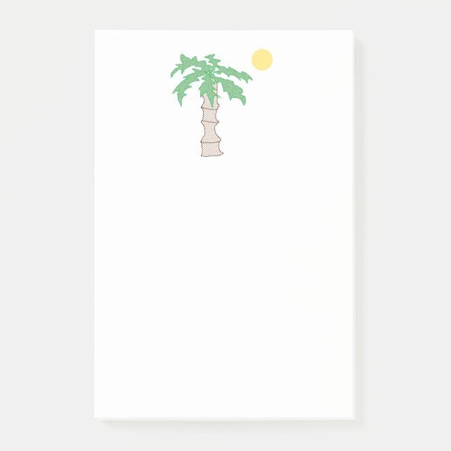 Palm Tree and Sun Fun Beach Island Cartoon Post-it Klebezettel (Vorderseite)