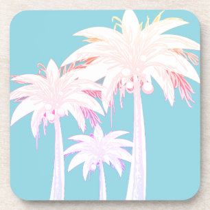 Palm Tree Aqua Blue Pink Aquarell Trinkmatte Getränkeuntersetzer
