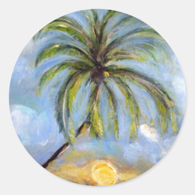 Palm Tree Artwork Runder Aufkleber (Vorderseite)