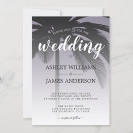 Palm Tree Ash Lila Beach Wedding Einladung