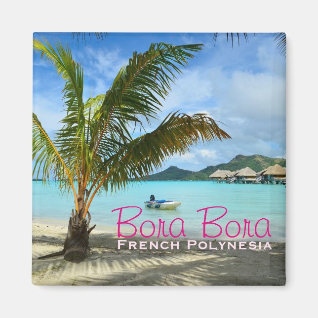 Palm Tree auf Bora Bora Textmagnet Magnet (Vorne)