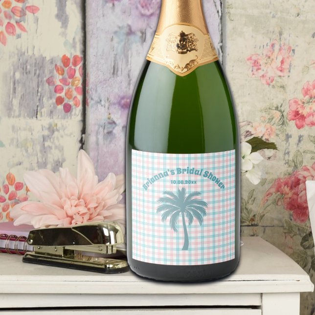 Palm Tree Azure Pink Kegeltes Brautparty (Von Creator hochgeladen)
