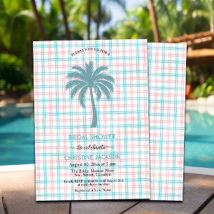 Palm Tree Azure Pink Kegeltes Brautparty Einladung