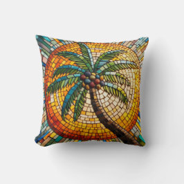Palm Tree Beach Coastal Mosaik Kissen