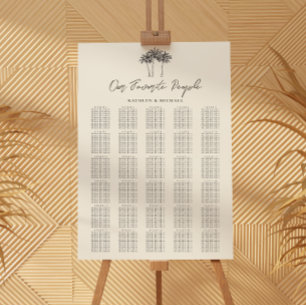 Palm Tree Beach Hochzeit 30 Tischkarten Poster