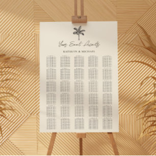 Palm Tree Beach Hochzeit 30 Tischkarten Poster