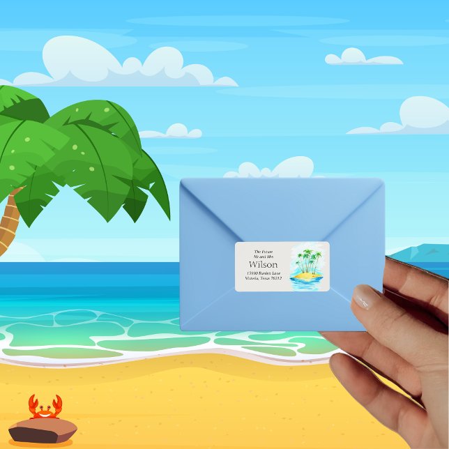 Palm Tree Beach Hochzeit Einladung Rücksendeadress Adressaufkleber (Von Creator hochgeladen)