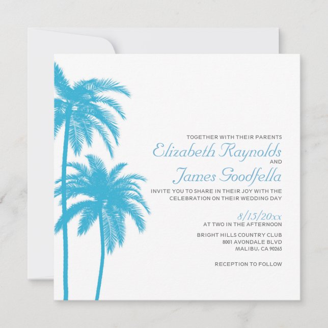 Palm Tree Beach Hochzeit Einladungen (Vorderseite)