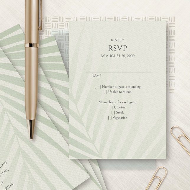 Palm Tree Beach Hochzeit in Urlaubsort UAWG RSVP Karte (Von Creator hochgeladen)