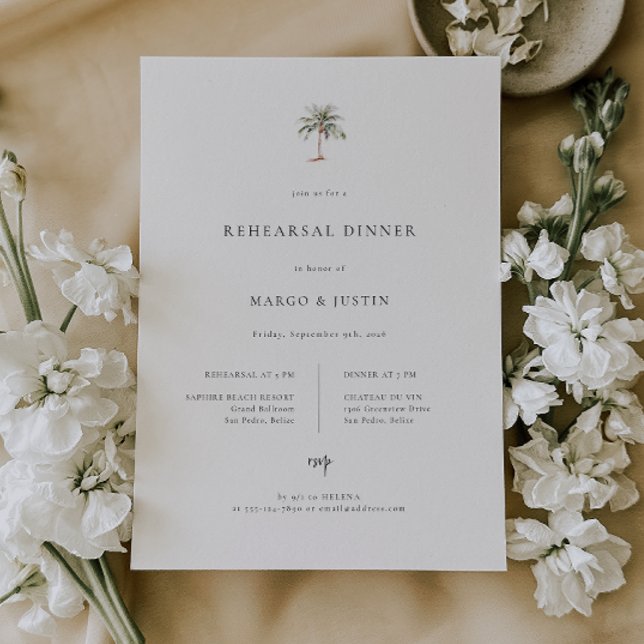 Palm Tree Beach Hochzeit Probe Dinner Ankündigung (Von Creator hochgeladen)