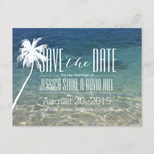 Palm Tree Beach Hochzeit Save the Date Ankündigungspostkarte
