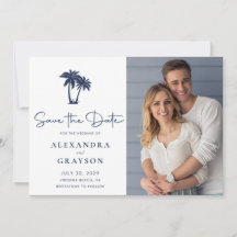 Palm Tree Beach Navy Hochzeit speichern das Datum