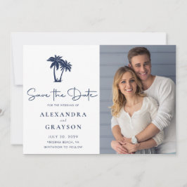 Palm Tree Beach Navy Hochzeit speichern das Datum Save The Date