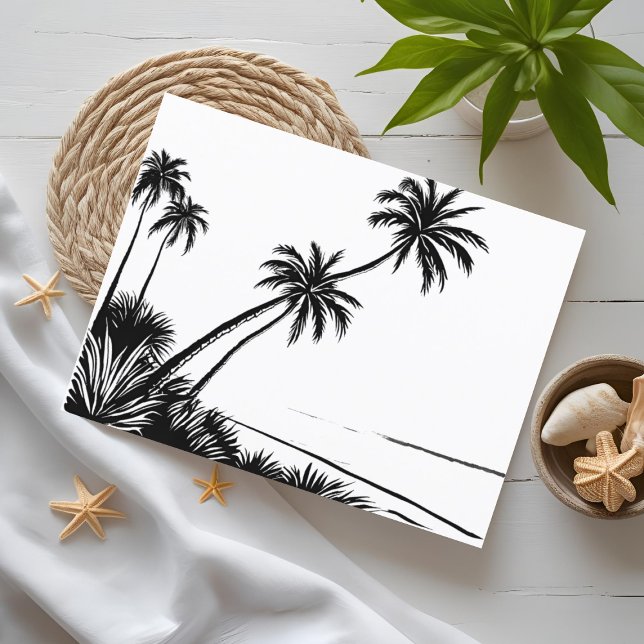 Palm Tree Beach Pen Zeichnend Postkarte (Von Creator hochgeladen)