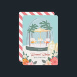 Palm Tree Beach Stühle Snow Globe Weihnachten<br><div class="desc">Diese niedliche Weihnachtskarte verfügt über eine Schneedecke mit Liegestühlen,  Sonnenschirm,  Cocktails und Palmen. Die Rückseite weist einen weißen Hintergrund mit rosa diagonalen Streifen auf. Personalisieren Sie es für Ihre Bedürfnisse. In meinem Geschäft finden Sie passende Produkte.</div>