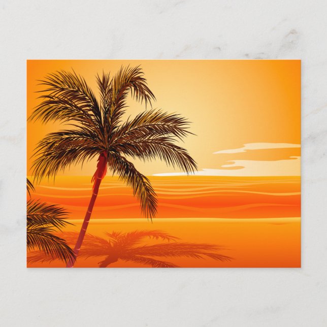 Palm Tree Beach Sunset Postkarte (Vorderseite)