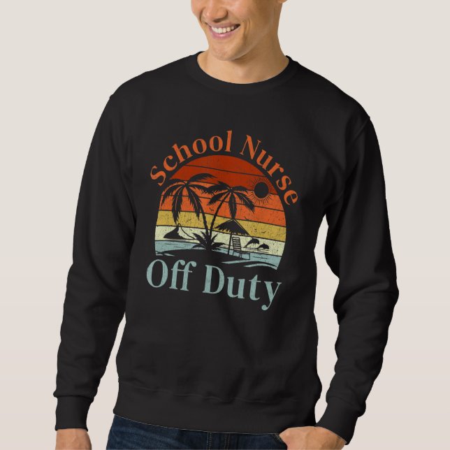 Palm Tree Beach Sunset Retro School Nurse Summer V Sweatshirt (Vorderseite)