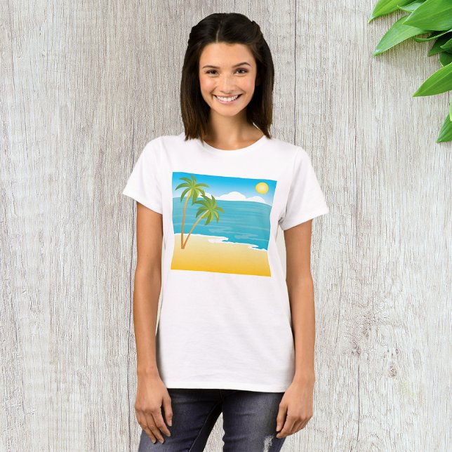 Palm Tree Beach Szene T-Shirt (Von Creator hochgeladen)