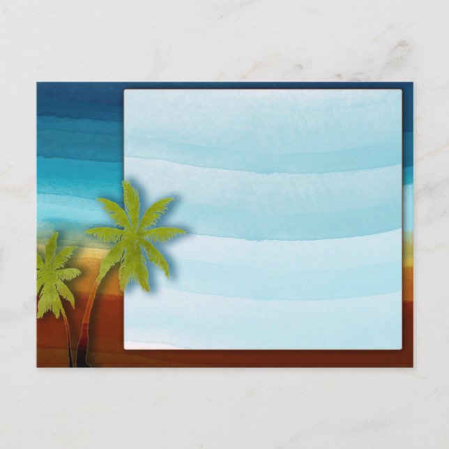 Palm Tree / Beach Thema Hochzeit / Veranstaltung Postkarte (Vorderseite)
