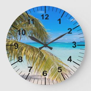 Palm Tree Beach Thema Wall Clock Große Wanduhr