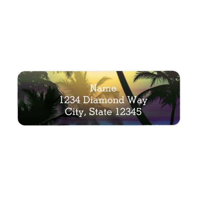 Palm Tree Beach Tropical Heat Summer Address Label (Vorne)