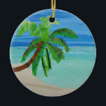 Palm Tree Beach Türkis Ocean Coastal Ornament<br><div class="desc">Diese schöne Szene wurde von Susan Lewis aus Kukana Quilts mit Batik-Stoffen geschaffen.</div>