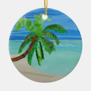 Palm Tree Beach Türkis Ocean Coastal Ornament