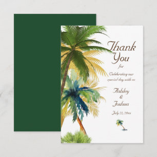 Palm Tree Beach Wedding Dankeskarte