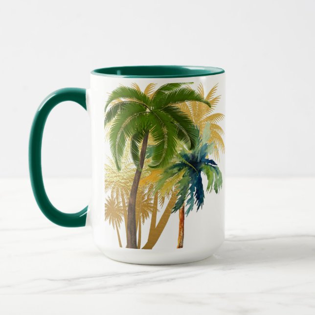 Palm Tree Beach Wedding Gefallen Tasse (Links)