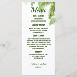 Palm Tree Beach Wedding Menu Menükarte