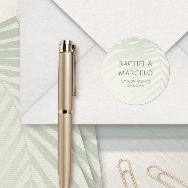 Palm Tree Beach Wedding Runder Aufkleber (Von Creator hochgeladen)