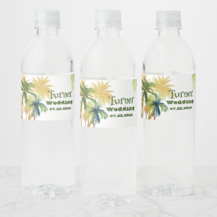Palm Tree Beach Wedding Wasserflaschenetikett