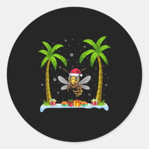 Palm Tree Beach Xmas, Riesenhornet Weihnachtsmannm Runder Aufkleber