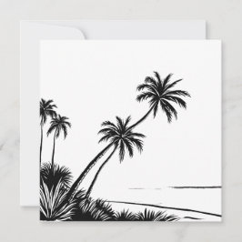 Palm Tree Black & White Beach Küste Karte
