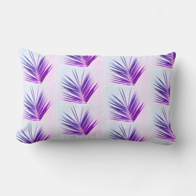 Palm Tree Blätter Brunch Lila Cushion Lendenkissen (Vorderseite)