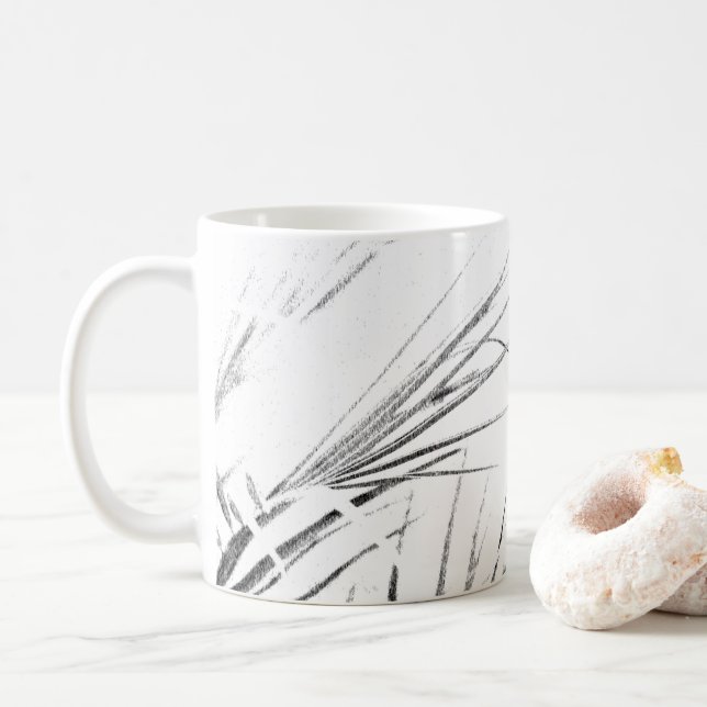 Palm Tree Blätter Minimalismus Sketch Kaffeetasse (Mit Donut)